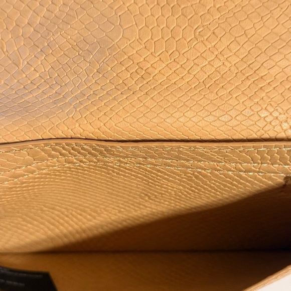 By Anthropologie Mini Crossbody W Removable Card Holder Purse Camel Gold Chain - Picture 5 of 16